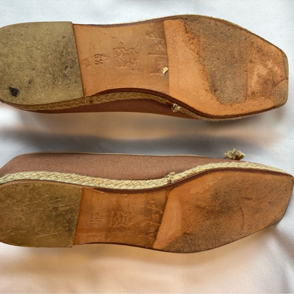Copper colored canvas slip ons with square toe and rope detailing by FS NY - Picture 7 of 9